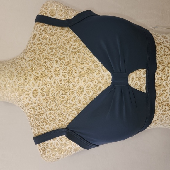 Cupshe Blue Lace Up V-Neck Cut-Out Knotted Bust Support Bralette Bikini Top SZ S - Picture 4 of 12